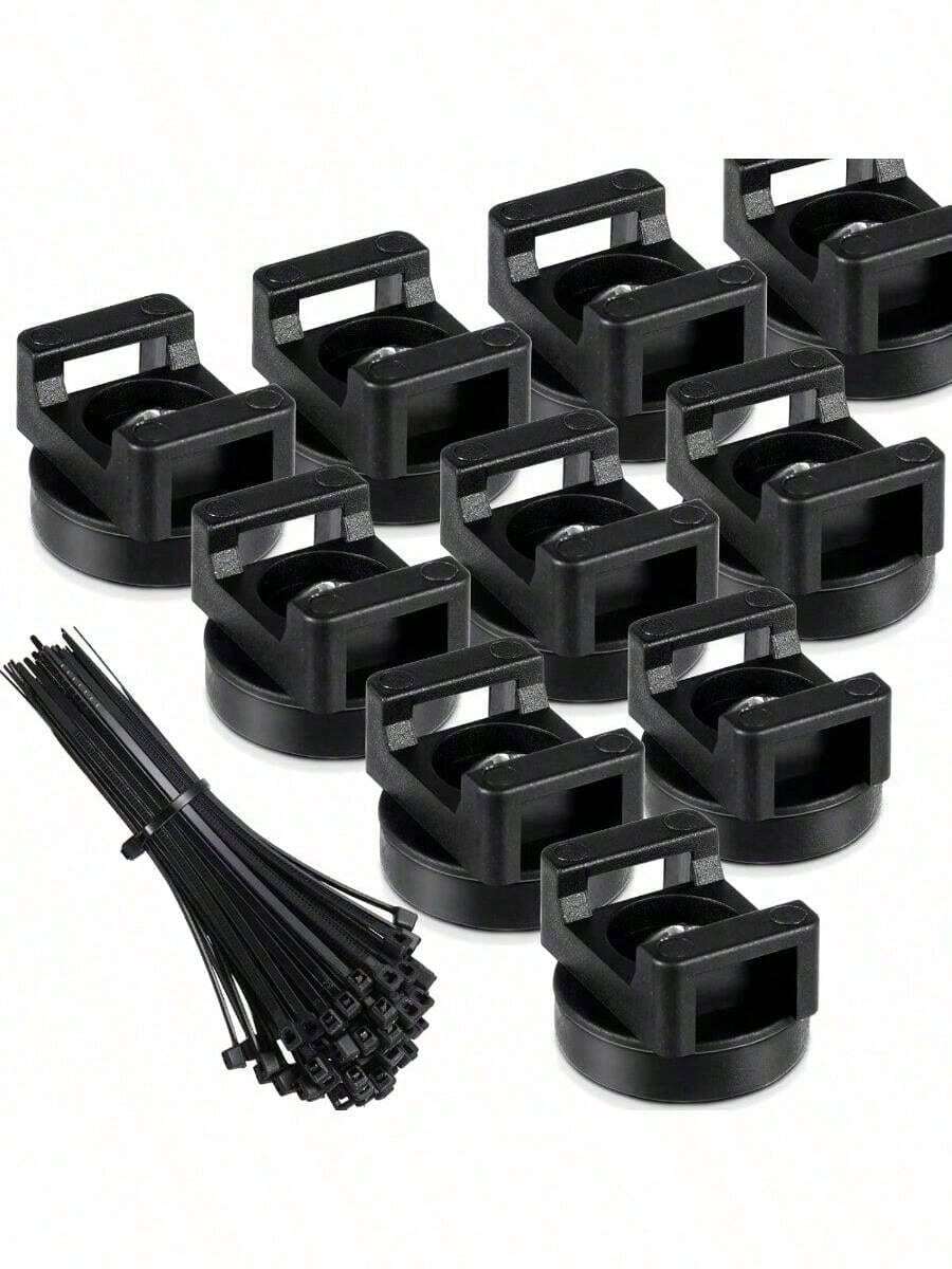 60-Pack Magnetic Zip Tie Mounts With Heavy Duty Nylon Cable Ties, 22mm Multipurpose Cable Holders For Wire Management - Quantity Of Goods - 60 - View 1
