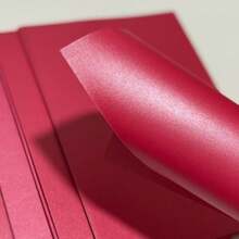 16pcs Pearlescent Double-Sided Fuchsia Cardstock, Multipurpose Craft Paper, Decorative Paper, A4 Size 11.69/8.27 Inches, 250gsm, Suitable For Cutting And Making Cards, Decorations For Halloween, Christmas, Parties, Etc. - 16 Sheets Of Rose-red Pearlescent Paper - View 5