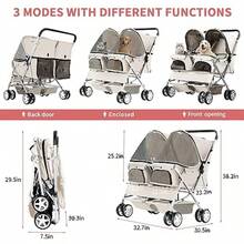 carriola doble para mascotas carriola plegable para 2 perros y gatos portador de dos plazas carrito de viaje para mascotas con almacenamiento color gris - Gris - Ver 4
