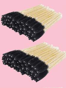 50支装一次性睫毛刷睫毛膏刷头，适用于睫毛嫁接、眉毛和化妆，黄+黑 - 彩色 - 查看 1