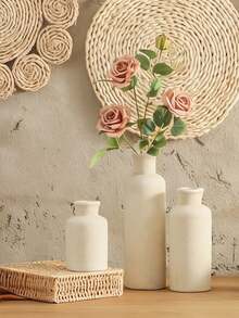 Jarrón de flores con rayas verticales vintage, decoración del hogar minimalista y moderna, jarrón de ratán para mesa de comedor, estantería, porche y centro de mesa, estilo de madera, maceta/macetero de flores bohemio, accesorio decorativo minimalista, decoración del hogar moderna, adecuado para sala de estar y dormitorio, decoración central, regalo del día de la madre, regalo de graduación, decoración de boda - 1PC - Ver 5