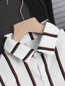 Bộ 2 áo nỉ phối sọc kiểu dáng thường ngày cho bé trai, thích hợp cho mùa xuân/thu. - trắng - Xem 3