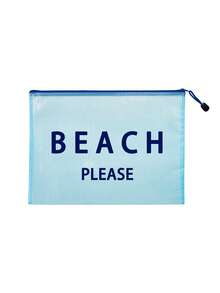多色防水時尚網格沙灘包，附「Beach Please」印花化妝包，沙灘主題。大容量透明化妝包，尼龍拉鍊盥洗包，輕便，可收納防曬乳、比基尼和沙灘必需品。春夏收納，適合游泳、沙灘、潛水和夏季假期，學生返校，輕便防曬收納包，適合朋友、家人、好友、同學。完美的生日、節日、派對、婚禮（伴娘）、郵輪禮物和紀念品 - 彩色 - 查看 13