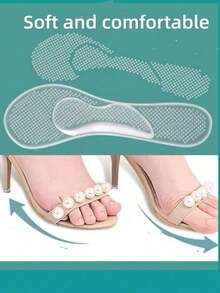 1 Pair/2 Pairs Transparent High Heel Shoes Insoles With Arch Support, Soft Silicone Cushion, Anti-Slip, Comfortable And Durable High Heels And Sandals - Clear - View 8
