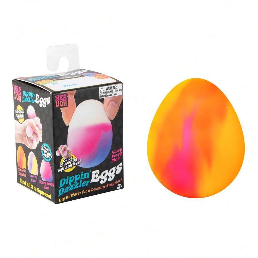 Nee Doh Dippin' Dazzler Eggs – Water Color Changing Squishy Toy, Soft Squeeze Stress Relief & Sensory Fidget Toy, Relaxing Squishies For Kids & Adults, Novelty Birthday Gift - B - 查看 1
