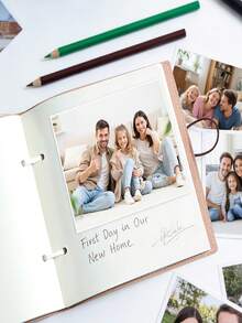 6x6英寸剪贴簿 | 240页，加厚空白页，婚礼相册，送给女友、男友、家人的专属相册 | 充满仪式感的创意手工礼物，粉色、黄色、紫色、蓝色可选 - 方形 - 查看 3