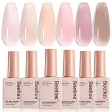 Beetles Gel Polish Whispers Of Love Jelly Gel Nail Polish Set - 6 Colors Milky White Nude Pink Neutral Sheer Translucent Soak Off UV Gel Nail Kit - 6 Colors Understated Grace - 查看 8