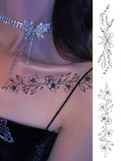 2 Tờ Hình Xăm Tạm Thời Nghệ Thuật Cơ Thể Với Các Họa Tiết Bao gồm nơ, trái tim và hoa vẽ tay. Hình xăm giả không thấm nước, giữ được 2-5 ngày và có thể dán lên tay, cánh tay, cổ, vai, ngực, eo và chân. Thích hợp cho nhiều dịp khác nhau như lễ hội, tiệc tùng, tặng quà, đám cưới, kỳ nghỉ, v.v. Đây là một vật trang trí cơ thể hoàn chỉnh.