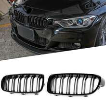 Bộ 2 lưới tản nhiệt trước màu đen bóng dạng nan kép cho BMW 3 Series F30 F31 2012-2018 - Bộ 2 món - Xem 3