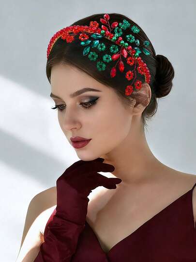 1pc Elegant Handmade Pearl & Rhinestone Headband, Vintage Beaded Floral Hair Accessory Suitable For Brides, Weddings, Parties, Holidays, Daily Wear