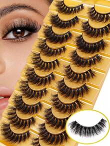 10 pares de pestañas postizas gruesas y rizadas de apariencia natural - Ver 1