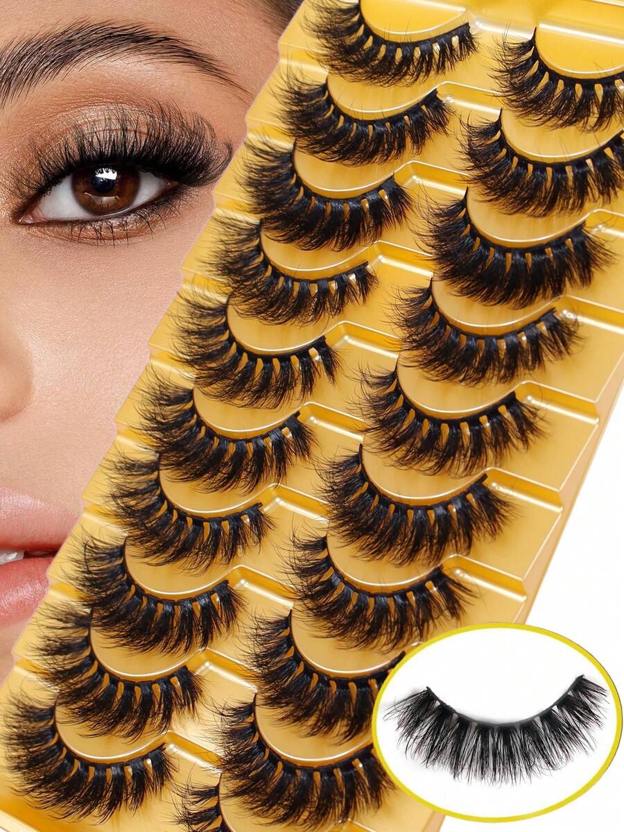 10 pares de pestañas postizas gruesas y rizadas de apariencia natural - Ver 1