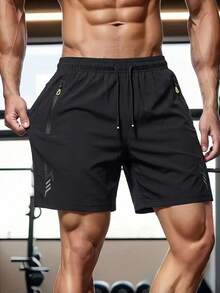 3pcs Men's Sports Shorts, Comfortable Drawstring Elastic Waist, Zipper Pocket Design, Machine Washable, Suitable For Summer Fitness, Running, Basketball, Daily Commute, Fashionable Men's Clothing - Multicolor - View 2