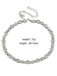 Dây chuyền choker cá nhân hóa thời trang, mặt dây chuyền hình học đính đá lấp lánh hình kim cương và hình tròn dành cho nữ. - Vàng - Xem 4
