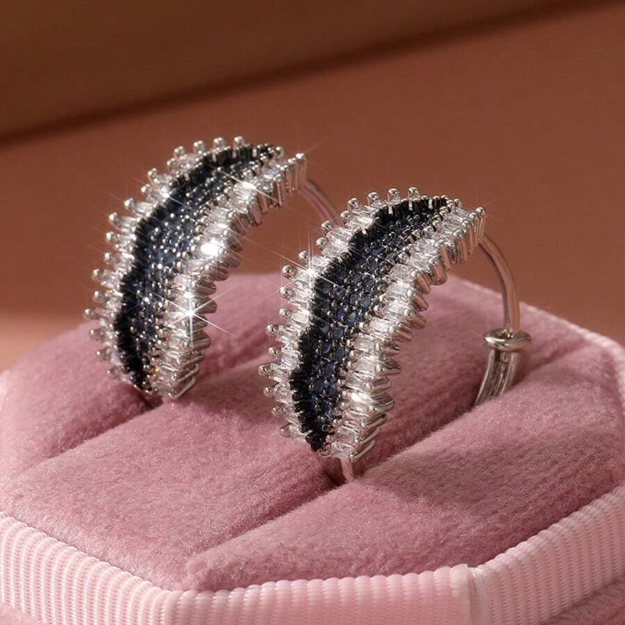 Sparkling Cubic Zirconia Earrings For Women, Elegant & Versatile, Suitable For Daily Wear And Festivals, An Ideal Gift For Her - Silver - View 1