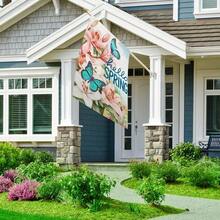 Hello Spring House Flag Lily Flowers Butterfly 12x18 Inch Double Sided Summer Large Burlap Outside Flag For Yard Outdoor Decoration - mặc định - Xem 4