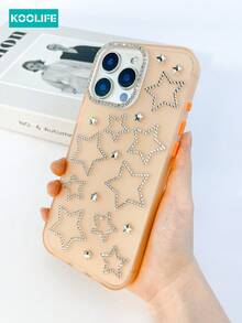 Koolife 1 件装闪亮迷你星钻手机壳，糖果色，PC+TPU 材质，钻石摄像头边框，半透明磨砂，防摔手机壳，适用于苹果 17/17 Pro/17 Pro Max - 橘色 - 查看 5