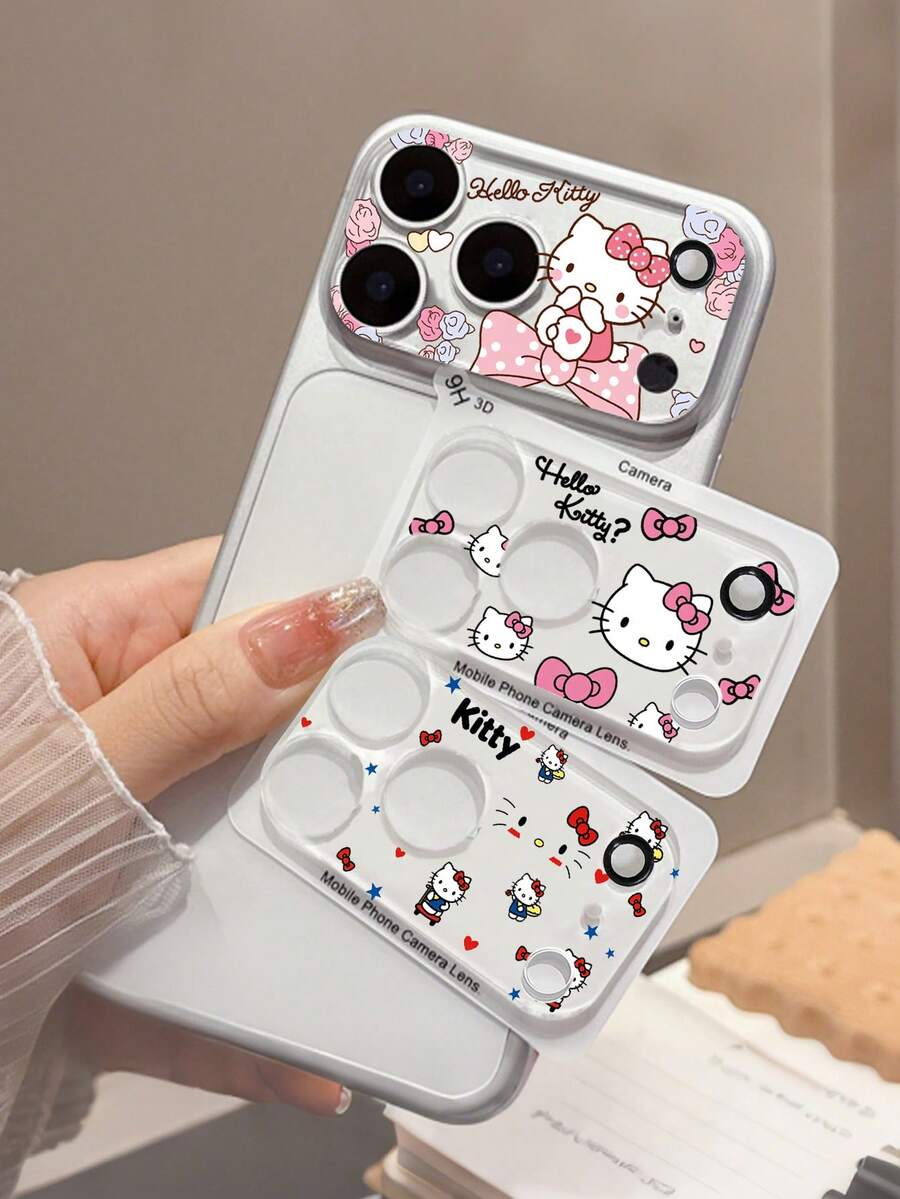 SANRIO Hello Kitty卡通元素3D立体高清镜头膜，卡通相机镜头保护膜，适用于 17 Pro Max，母亲节生日礼物 - 彩色 - 查看 1
