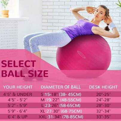 BalanceFrom - Pelota de Ejercicio antigolpes y Antideslizante, Pelota de Yoga, con Bomba rápida, Capacidad de 907.18 kg, antiexplosión y Pelota para Parto,44460539