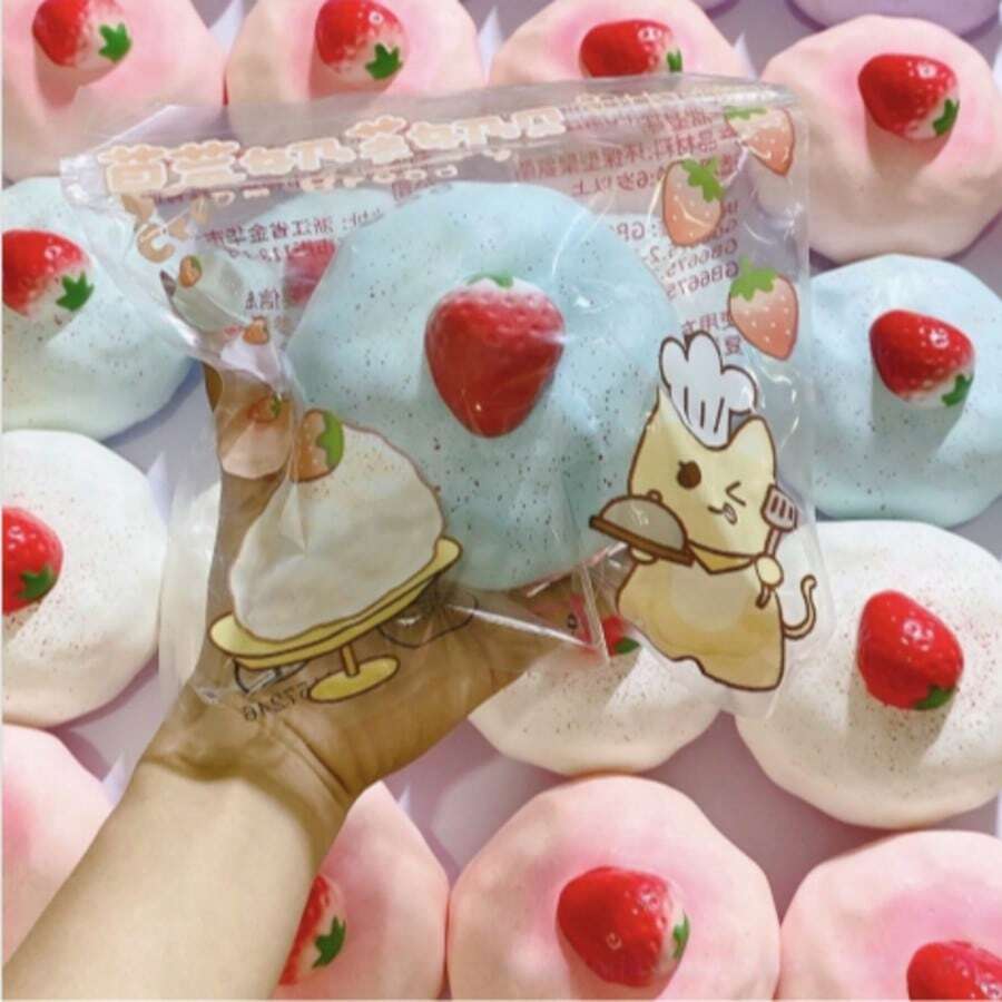柔软慢回弹草莓奶油哈奇米风格DIY减压玩具，TPR材质