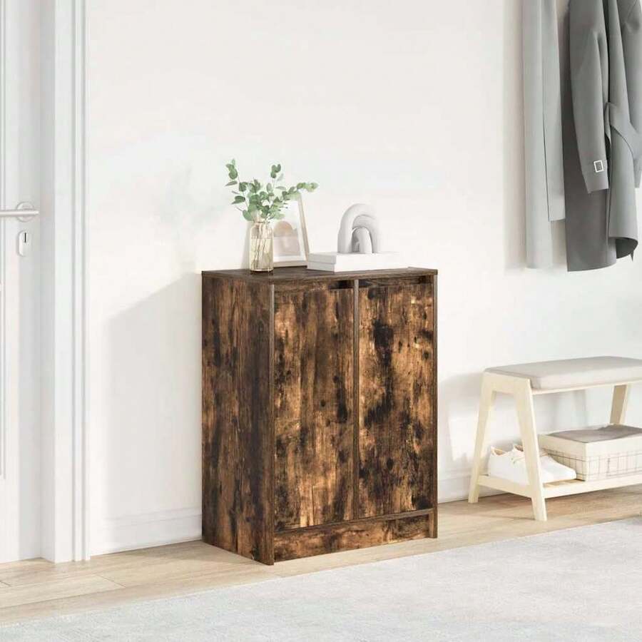 vidaXL Schuhregal Geräucherte Eiche 57x34x76 Cm Holzwerkstoff, Schuhregal, Schuhablage, Schrank Schuhe, Schuhe Aufbewahrung, Schuhaufbewahrung