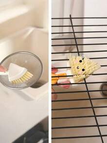 1pc/2pcs Foldable Triangle Cleaning Brush, Short Handle Design For Comfortable Grip, Multi-Functional, Suitable For Kitchen, Sink, Bathroom Scenarios, Easy To Clean Drain Corners, Stove Gaps, Windows, Walls And Other Hard-To-Reach Areas, Also Applicable For Pot And Dish Cleaning, Making Home Cleaning Easier. - Orange-white - View 6