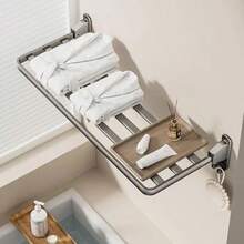 Estante Metálico para Secado de Ropa y Calcetines Tendedero Compacto para Ventana con Ganchos Ajustables y Rejilla de Aluminio - blanco - Ver 5