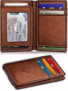 BULLIANT Magnetic Closure Slim Wallet-Genuine Leather Front Pocket Wallet Men,RFID Blocking,Holds 12 Cards And Money Clip - Mắt Hổ 4654 - Xem 2