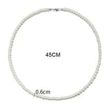 1 chiếc vòng cổ ngọc trai giả màu trắng, vòng cổ choker đính hạt thời trang nam, quà tặng cho bạn trai, mùa hè. - trắng - Xem 5