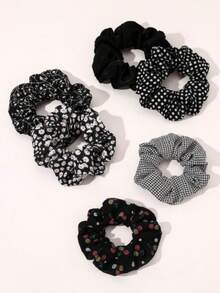 2pcs Black Hair Scrunchies, Suitable For Daily Wear - Black - View 3