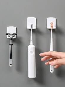 1pc Magnetic Inverted Toothbrush Cup Holder, Wall-Mounted Toothbrush Cup Storage Rack, Self-Adhesive Bathroom Toothbrush Cup Holder, Bathroom Toothbrush Cup, Toothbrush Holder, No Drilling Required, Space-Saving, Inverted Drainage Dust-Proof, Suitable For Bathroom Vanity, Used For Home, Apartment, Dormitory Bathroom Storage, Bathroom Storage Rack, Bathroom Accessories, Home Storage, Bathroom Decor - A - View 3