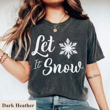 Let It Snow Christmas Shirt, Christmas Sweatshirt, Christmas Gift For Men Women, Xmas Holiday Party Shirt, Disneyland Family Trip Shi - 黑色 - 查看 1