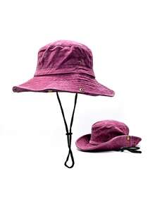 1pc Solid Color Washed Vintage Bucket Hat, Western Cowboy Hat, Foldable Bucket Hat For Outdoor Hiking Camping, Sun Protection Hat For Spring Summer Autumn, Suitable For Students And Couples Beach,Holiday,Travel - A - View 5