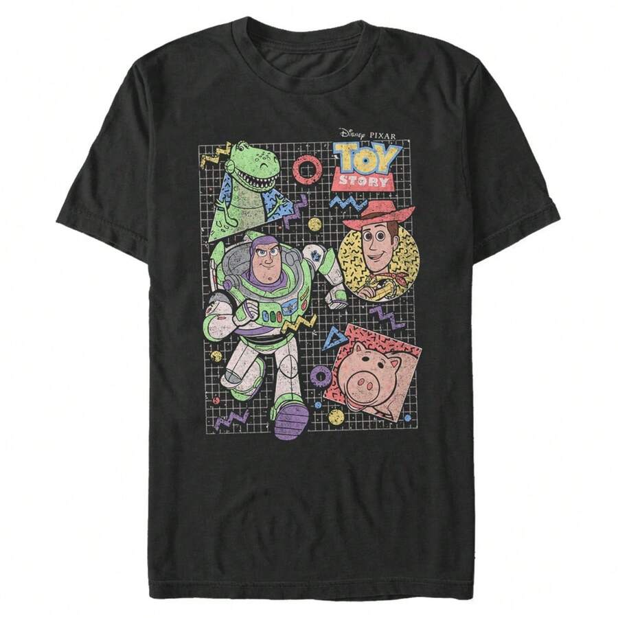 Disney Toy Story Retro T-Shirt For Adults - 黑色 - 查看 1