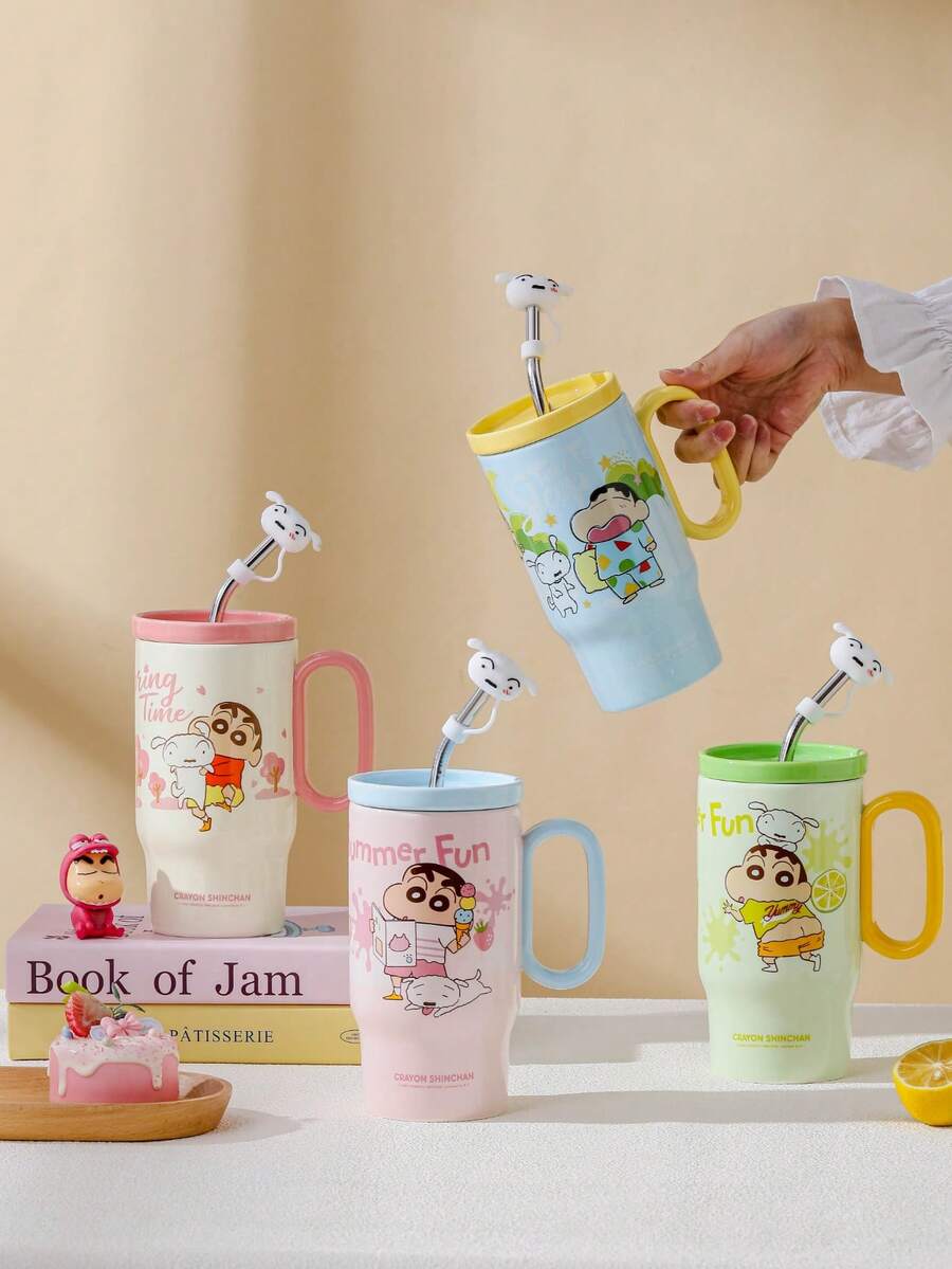 CRAYON SHINCHAN Cốc có tay cầm hình hoạt hình, cốc đựng đá dễ thương dùng cho văn phòng và trường học. - Nhiều màu - Xem 1