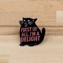 Ghim cài áo hình ngỗng, vịt, mèo đen với câu nói hài hước, làm từ gỗ lê, có thể gắn lên ba lô, quần áo, phụ kiện, trang sức, quà tặng. - màu đen - Xem 4