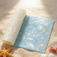 Zhonghui Mold Rodillo de textura de concha marina Herramienta de estampado con patrón de océano para arcilla, yeso, jabón, manualidades DIY - Océano - Ver 2