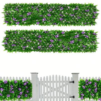 1/2 pezzi Divisorio decorativo espandibile in edera artificiale e orchidea, adatto per interno ed esterno, per giardino, patio, matrimoni, facile installazione, pannello recinzione da giardino decorativo