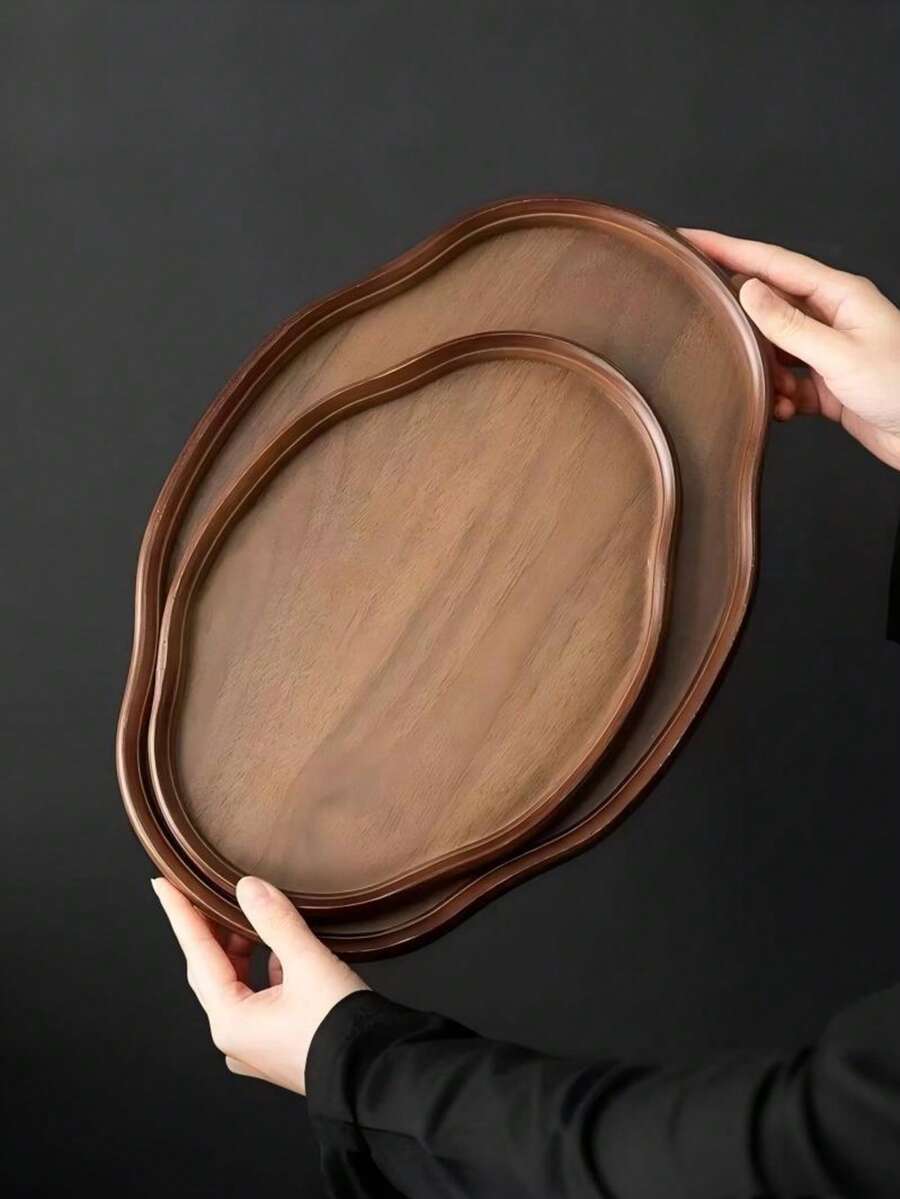 1 Khay hình bầu dục bằng gỗ óc chó, dùng để bày thức ăn, đồ ăn nhẹ, đồ uống, sushi, bít tết, pizza, món tráng miệng, bánh ngọt, bánh mì, khay ăn sáng, khay cà phê, khay trà, khay trà khô không đối xứng, đĩa trái cây, khay thịt nguội, khay phục vụ tiệc. - Màu Tím - Xem 1