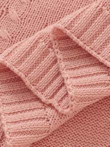 1 pieza Manta de punto de unicolor para bebé, Edredón suave con diseño de hojas para bebé, Manta minimalista para todas las estaciones para niños pequeños - Rosa - Ver 6
