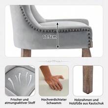 Luxurious Dining Chair (Kitchen Chair, Living Room Chair), Upholstered Chair With Nailhead Trim, Solid Wood Legs, Velvet Cover - Grey - View 10