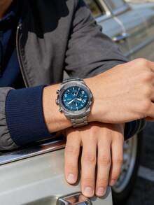 Fossil Bronson FS5711 Men's Stainless Steel Grey Case With Blue Dial Chronograph Watch - Blue - View 2
