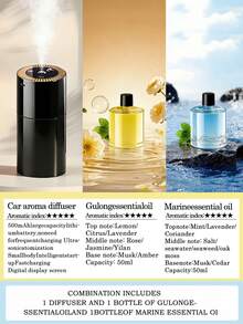 New Car Humidifier, Ultrasonic Aromatherapy Diffuser, With Color LED Lights, USB Rechargeable, 5 Mist Modes, Digital Display, Long Battery Life, Portable Black Style, Gift Set With 6 Essential Oils, High Cost‑Performance. - A - View 20