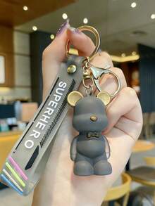 1 móc khóa hình gấu bông silicon, quà tặng sinh nhật dễ thương cho cặp đôi, móc treo xe/túi xách, dây treo balo hoạt hình có ngăn đựng thẻ ID - Nhiều màu - Xem 6