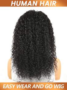 卷曲半假发，真人发丝，佩戴方便，无需胶水，三合一卷曲半假发，女士抽绳无缝翻转头带假发，真人发丝，新手友好，180%密度 - Natural Black - 查看 5