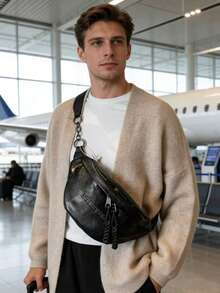 Túi đeo chéo/đeo vai nam kiểu dáng tối giản thường ngày - màu đen - Xem 10