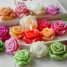 2件/套，含1个硅胶玫瑰蜡烛模具、3D花朵肥皂模具、DIY可重复使用低温水泥石膏浇铸模具，适用于大豆蜡、礼品和香薰蜡烛制作 - 多色 - 查看 1