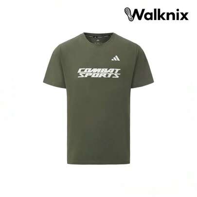 Adidas Combat Sports Martial Arts Series Running Sports Training Fitness Comfortable Breathable Simple Classic Casual Logo Print Letter Knitted Crew Neck Short Sleeve T-Shirt Olive-Green Tops Men