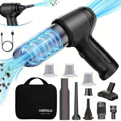 SUITU 无绳手持车载吸尘器 - 强劲吸力，多功能家用吸尘器，USB充电，轻巧便携。配备多种配件，适用于厨房、汽车、卧室、办公室等场所。（内置7.4V 2000mAh锂离子电池）