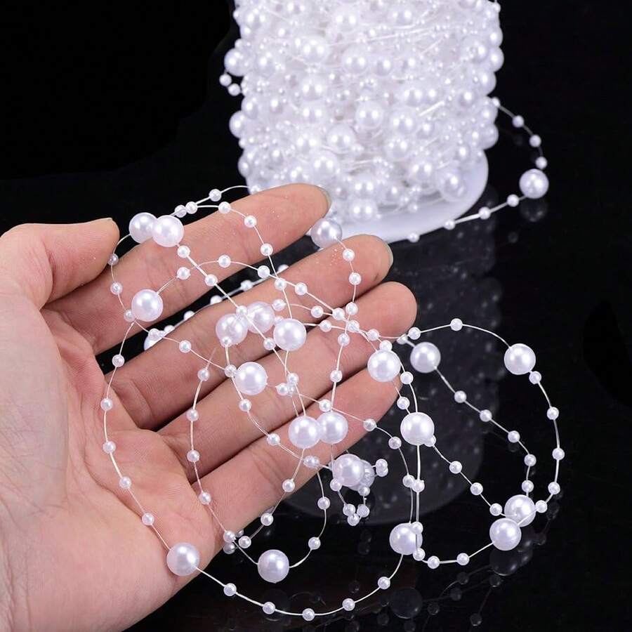 1卷/197英寸/500厘米 星空8+3串珠仿珍珠串珠链 婚礼手链花束装饰 DIY珠宝配件 手工珠宝配件 新娘发饰 项链手链配件 - 白色 - 查看 1